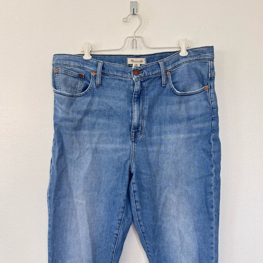 Madewell High Rise Slim Boyjean Blue Wash Distressed Jeans  Sz 32 - Picture 5 of 13